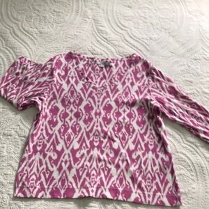 Chicos v neck top size 2 large pink and white